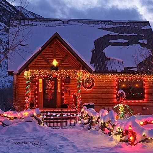 200 luzes de Natal LED LUZES MULTICOLOR CONNECTÁVEL + + 12 polegadas Rattan Star Christmas Tree Topper com 10 luzes brancas