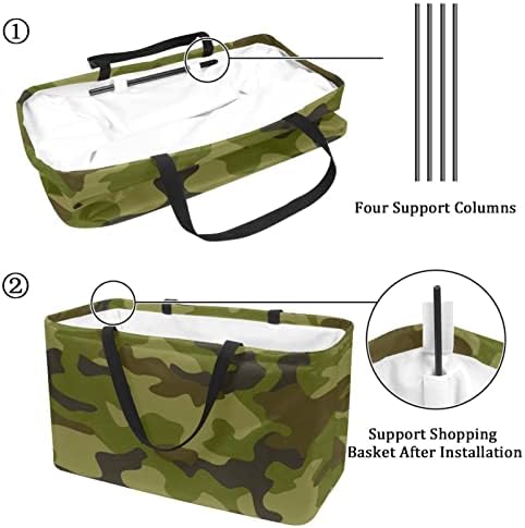Casçamento de compras reutilizáveis ​​Camuflagem militar verde portátil Picnic Grocety Bags Sacos de cesta de lavanderia