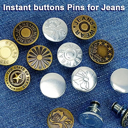 Button Pins for Jeans Amakuz no Sew 4 conjuntos instantâneos Jean Button Substituição