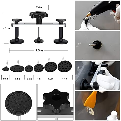 Kit de remoção de dentado sem tinta mookis kit de reparo de dente 41pcs kit de puxador de dente com dente e extrator de ponte para carro, porta de porta e reparo de dentes de geladeira