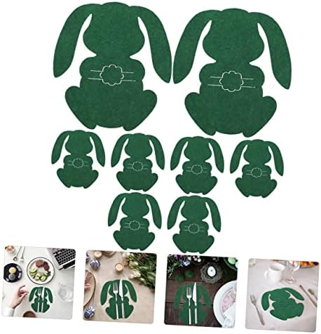 Didiseaon 8pcs Bag de talheres de coelho Decoração da sala de jantar Decoração de coelho verde decoração chinesa de talheres em