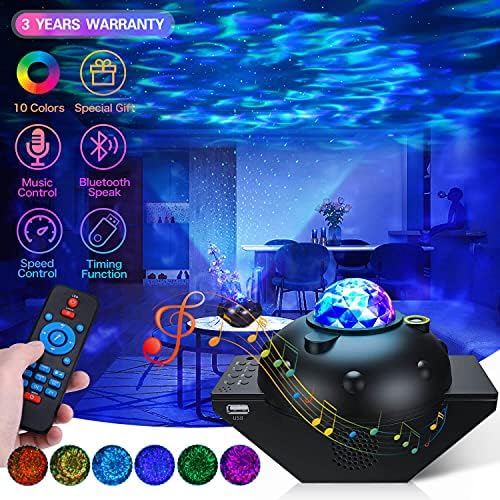 LED USB Star Night Light Music Starry Water Wave LED Projector Light Bluetooth Projector Projetor Som ativado pelo projetor Decoração