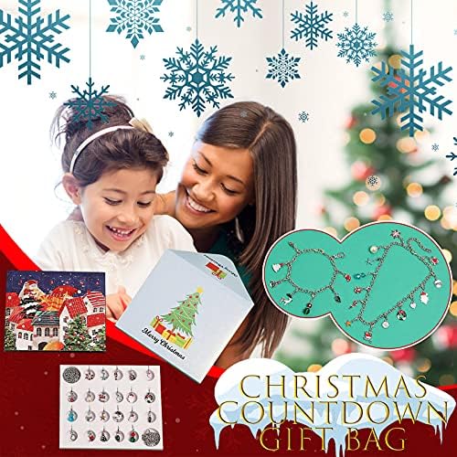 Jóias Conjunto para meninas 10-12 Conjunto de jóias de Natal 2021 Pulseira de presente DIY e calendário de contas de contagem