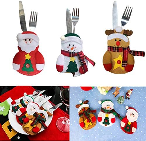 PretyZoom Utensil Titulares 6pcs titulares de mesa de Natal Maninho de neve rena Santa colher bolsas de talheres bolsas de talheres bolsas de utensílio de utensílios de barra