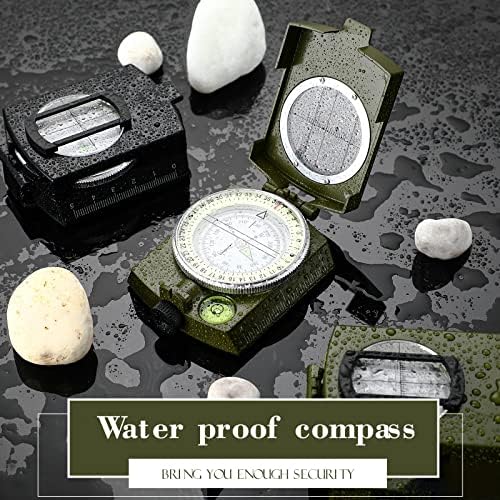 3 PCS PCS Compass Military Compasssatic Compass Compass à prova d'água Shake Compass Hucking Survival com cordão e bolsa de transporte para caçar acampamentos para acessórios do exército ao ar livre presentes