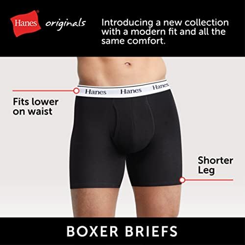 Hanes Originals Boxer Briefs & Trunks, roupas íntimas que ganham umidade de algodão, Modern Fit Low Rise, Multipacks