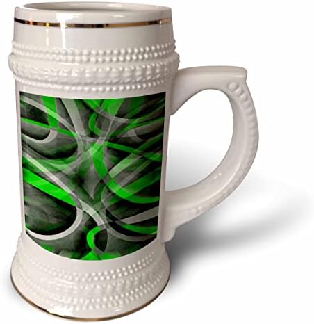 3drose os anos 80 verde limão no padrão de tira abstrata cinza - 22oz de caneca de caneca