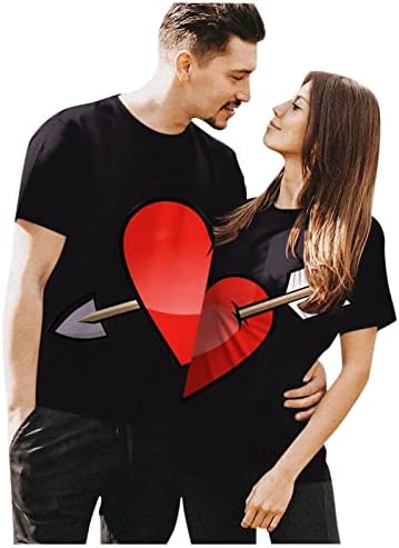 Numaller Dia dos Namorados Combinando Camiseta Camiseta Crew Pescoço de verão Camiseta de manga curta para o marido esposa