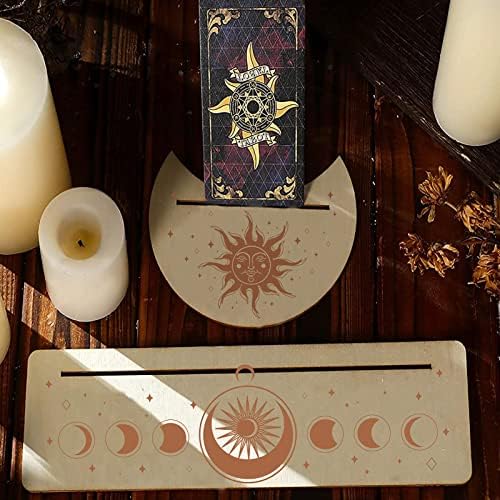 Gorgecraft 2pcs Cartão de madeira Tarot Cartões de madeira Altar Display Titular Ferramentas de adivinhação Bruxa