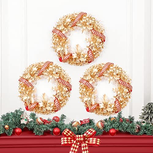 Grinaldas de Natal de Yosoon para a porta da frente, grinalda branca artificial de 16 polegadas para decoração de vela de Natal, grinaldas