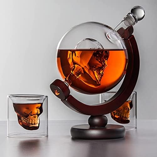 Decanter Whiskey Decanter Globe Skull Whisky Decanter, Decanter de vinho masculino Conjunto, decoração de casa personalizada,
