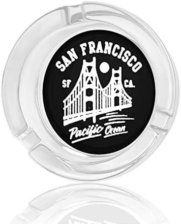 São Francisco Golden Gate Bridge Moon Glass Glass Ashtrays para cigarros Lixo à prova de vento pode imprimir bandejas de cinzas extravagantes para o Home Office Patio Hotel Uso