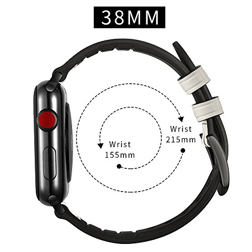 Aisports Compatível para Apple Watch Band 38mm Iwatch Band 40mm de couro silicone Men Men Mul