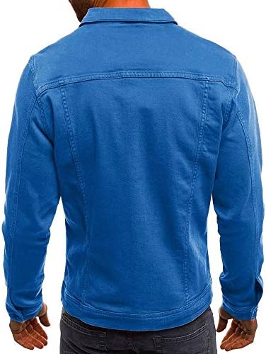 Jaqueta de jeans masculina, ajuste regular de botão sólido para baixo, inverno outono fora do estilo retro de estilo retro para homens