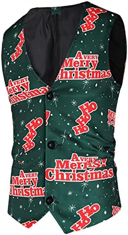 Wocachi 2pcs Ternos de Natal para masculino, Natal Papai Noel Papanqueiro de neve Prind Print Single Breastted Cistactes Troushers