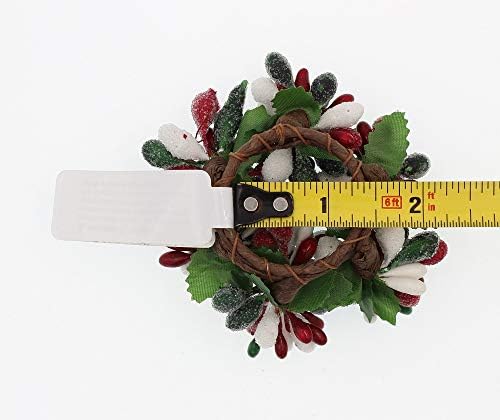 Anel de 3 polegadas RAZ) Artificial Berry Wreath Wreath Candeling Candle Napkin Ring Green Red Branco branco