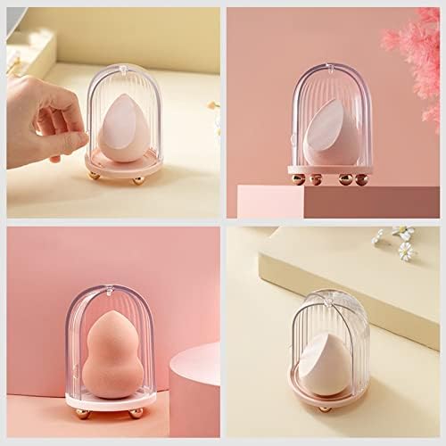 Dbylxmn Beauty Ovo Organizador Caixa Organizador transparente em pó cinza Puff Makeup Sponge Cosmetics Storage Storage