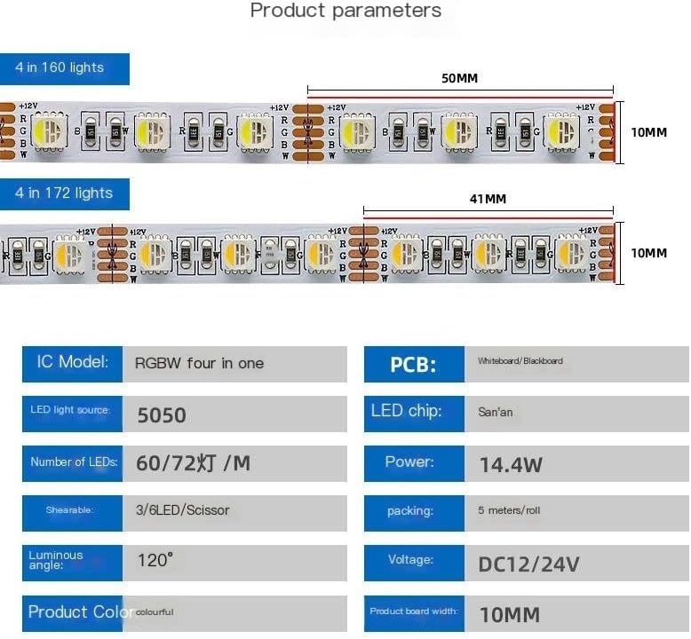 ACESSORES DE DECORAÇÃO DO LED AKSPET 10M SMD5050 60/72LEDS/M RGBW 10mm LED tira de LED de auto adesivo Ambiente tira de linha de