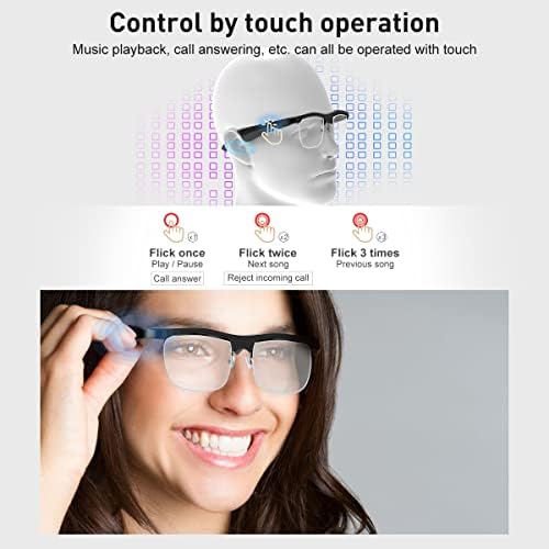 Kaysuda Smart Bluetooth 5.0 óculos de áudio, óculos de sol de proteção UV, música de ouvido aberta e chamadas livres de mãos, lentes polarizadas, IPX4 à prova d'água, conectar-se com telefones celulares e tablets