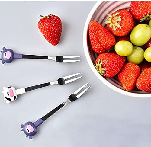 7pcs Tiny Forks for Appetizers Fruit Fork Mini Conjunto de 6, garfos de coquetel de animais fofos, pequenos garfos de