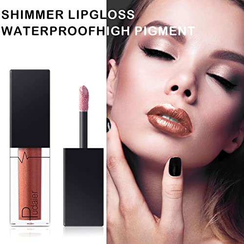 1pc Lip Lip Gloss Matte Shimmer Liquid Batom Nude/Bold Metallic Color