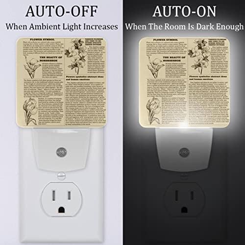 Rodailycay sensor leve à noite Light Retro Newpaper, 2 Packs Night Lights Conecte-se na parede, luz noturna de LED branco