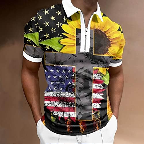 Camisas de pólo de bandeira americana masculina 4 de julho camisetas patrióticas de verão de verão casual de manga curta