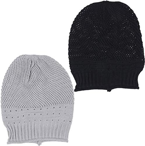 Byos feminino arejado fresco de corte leve longo de chapéu de gorro de malha de malha de crochê