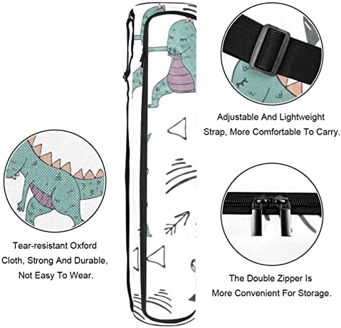 Dinossauros de ioga engraçados Bolsas de tapete de ioga de ioga Full-Zip Yoga para homens, Exercício de ioga transportadora com cinta ajustável