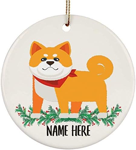 Nome personalizado orgulhoso shiba inu presentes 2023 ornamentos de árvore de natal círculos cerâmica