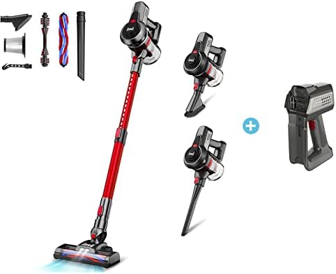 Inse Cordless Astraum Cleaner 6 em 1, poderoso aspirador de palito, pó de pó de bateria recarregável com 2200m-AH até 45 minutos de tempo de execução + suporte de armazenamento portátil para casa para casa