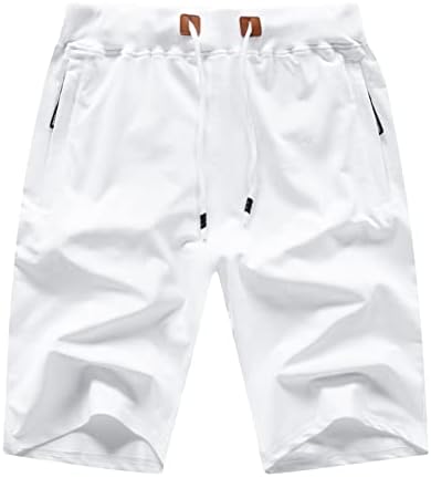 Shorts masculinos clássico casual fit elegante cordão elástico cintura shorts de praia de verão com bolsos de zíper shorts esportivos