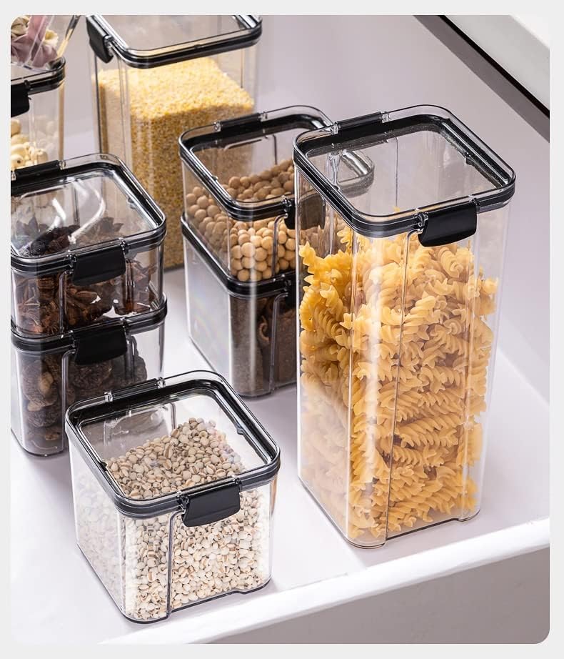 Liruxun 6pcs Recipientes de cozinha Temoning Box Organizer Storage Girs for Cereals Jar para frascos a granel com tampa