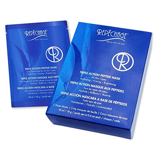 REPECTAGEM TRIPLE ACTION PEPTIDE Máscara - Para todos os tipos de pele - Firmagem hidratante Brilhando - 5 máscaras de folha de papel saturadas