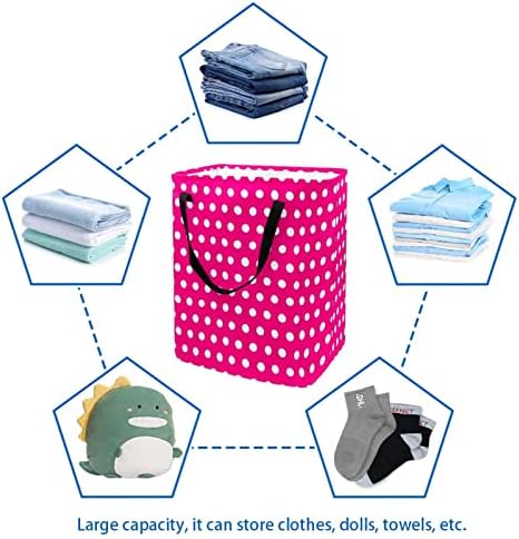 Polca pontos Rose Red Print Print Collapsible Laundry Turmper, 60l Cestas de roupa à prova d'água Lavagem de roupas de