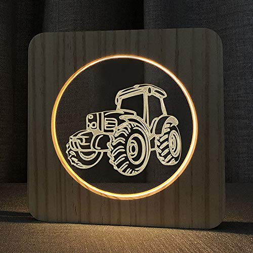 XDG Big Tractor 3D Lâmpada de madeira LED Night Light Home Room Decoração Lâmpadas de mesa criativas para crianças