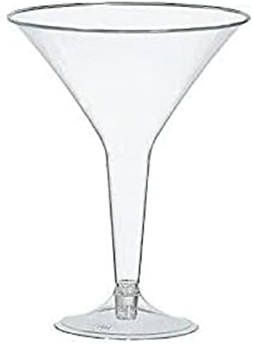 PMU Martini Glasses - Drinkware de bebida de plástico descartável - Drinkware de copos de martini reutilizável - Perfeito para coquetel, uísque, margarita - copos para bar e festas - Clear, PKG/1