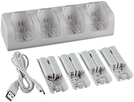 Estação de carregador de kavolet para o Wii Remote, 4pcs 2800mAh Baterias recarregáveis ​​e 4 em 1 estação de carregamento Stand Dock Stand, Kit de carregador de controlador com cabo USB, para acessório remoto Wii