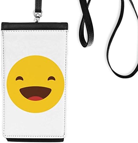 Risada amarela fofa online de rosto de cartoon para carteira de carrinho de carteira pendurada bolsa móvel bolso preto