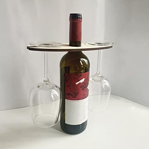 Bestoyard 3 pcs vingador de vidro portador de vinho de vinho seca rack de estoque independente do suporte de armazenamento de haste mantém 1 garrafas e 2 copos para o restaurante de cozinha de bar chaque