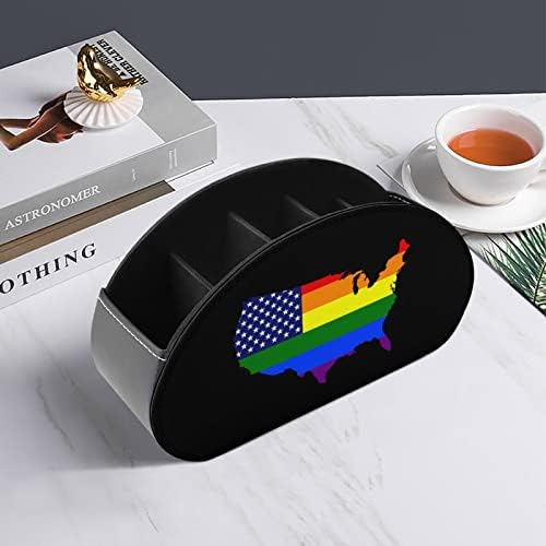 US Gay Pirde Rainbow Map Flag Remote Control Storage Storage Organizador de desktop multifuncional com 5 compartimentos