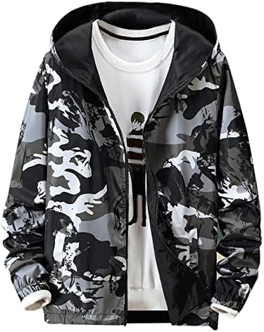 Mens Jackets Autumn Casual Camouflage Printing Plus Size Hoodie Duas lises Desgaste fino Jaquetas de inverno