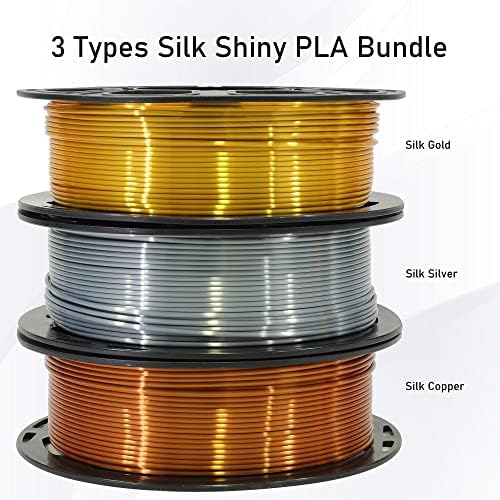 Pacote de filamento de cobre de cobre prateado de seda brilhante, filamento de impressora 3D de 1,75 mm, cada pacote de 0,5 kg,