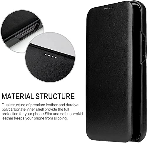 Capa Saawee para iPhone 13 mini, capa de couro genuíno capa de encerramento magnético Livro de fólio Caixa dobrável para iPhone 13 mini 5,4 polegadas