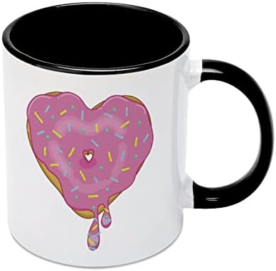 Donut Heart Creamic Creamic Creative Black Inside Coffee Cup Handal Handle Canecas Exclusivas Presentes