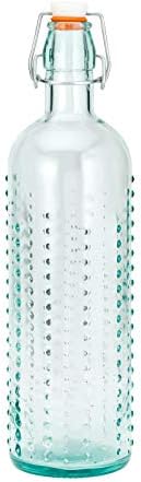 Amici Home Urchin Hermetic Bottle, 34 onças fluidas, vidro reciclado verde claro