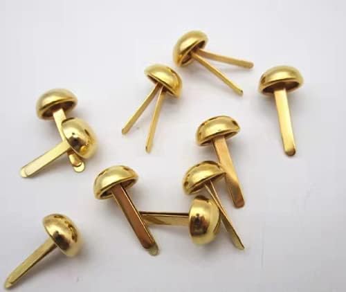 100 garras de 8 mm de diâmetro Acessórios para roupas de diâmetro Cabeça de cogumelo dourado unhas de duas pernas unhas de
