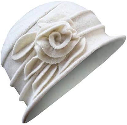 Homens, gorro folgado feminino, gaiolas vintage Cap mulheres elegante de inverno chapéu de lã Flor Bucket cloche Ladies