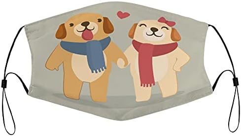 MODEN Reutilable lavable roupas de segurança máscaras de poeira tampas de boca imprimida casal pintura de animais romance de cachorro para escudos bocais de saúde