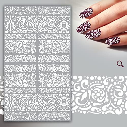Adesivos de unhas decalques flonznail white art déco e pontos transferência de decoração de unhas adesivos de estilo